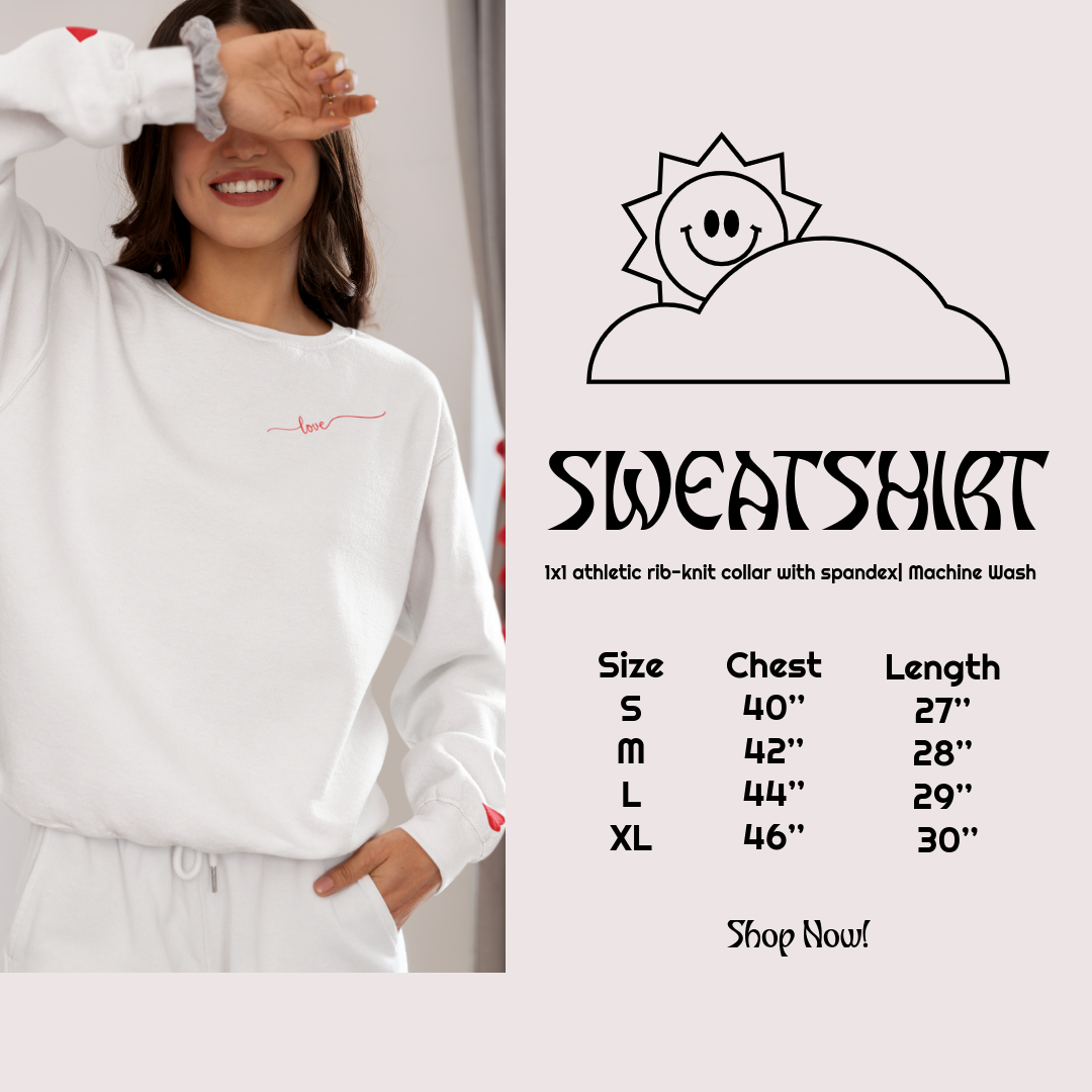 Embroidered Valentine Sweatshirt, Heart Arm Patches, Love Heart Sweatshirt, Cute Valentines Sweater, Teacher Valentine's Shirt, Mommy and Me Valentine Classic Unisex Crewneck Sweatshirt