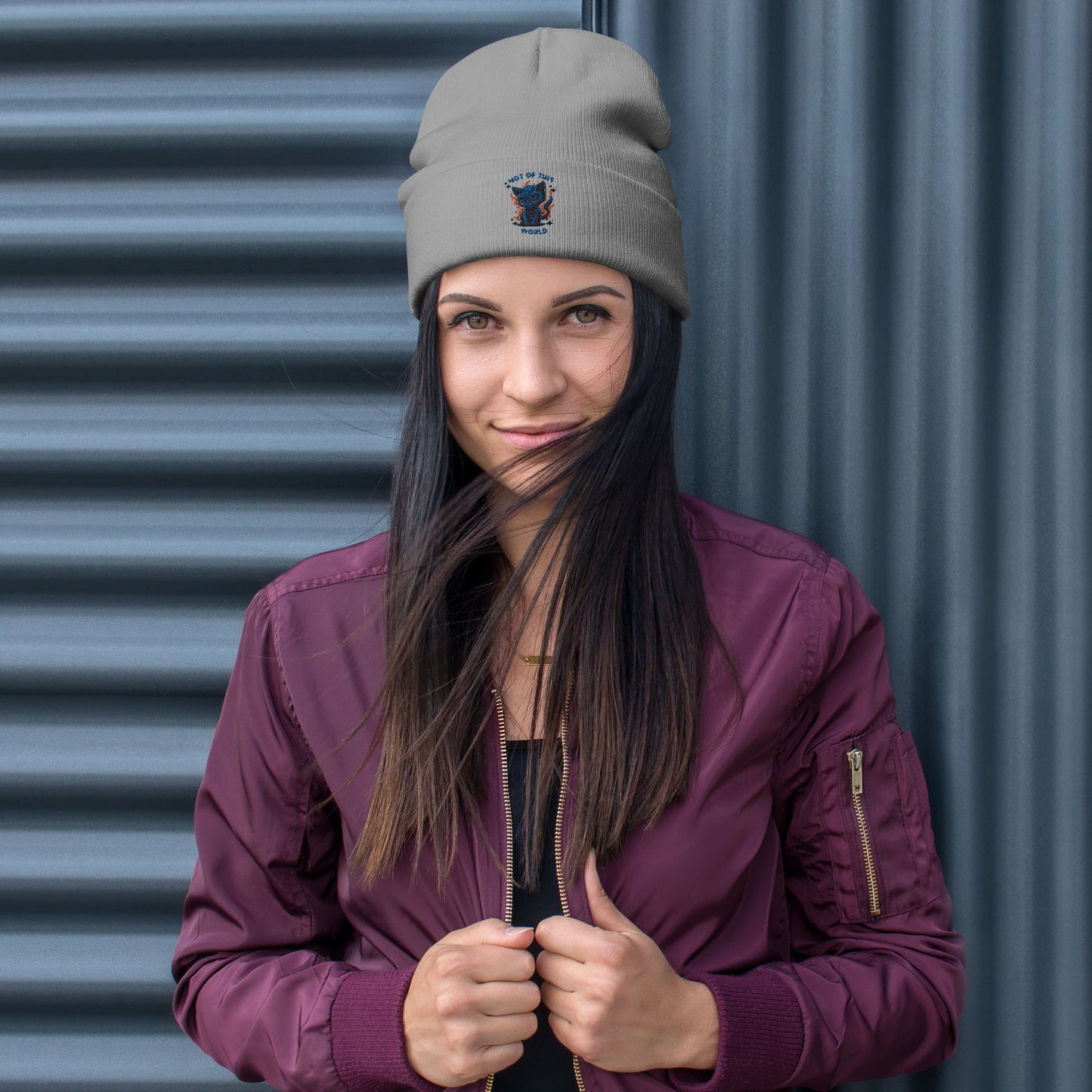 Not of this world Alien Cat Embroidered Beanie