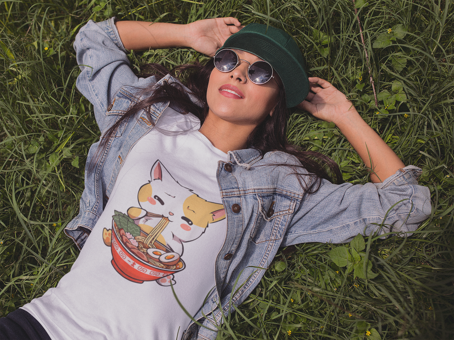 Cat Ramen T-Shirt, Anime Shirt, Japanese Shirt, Cute Asian Food Tee, Ramen Kitten Graphic Tees, Gifts for Friend