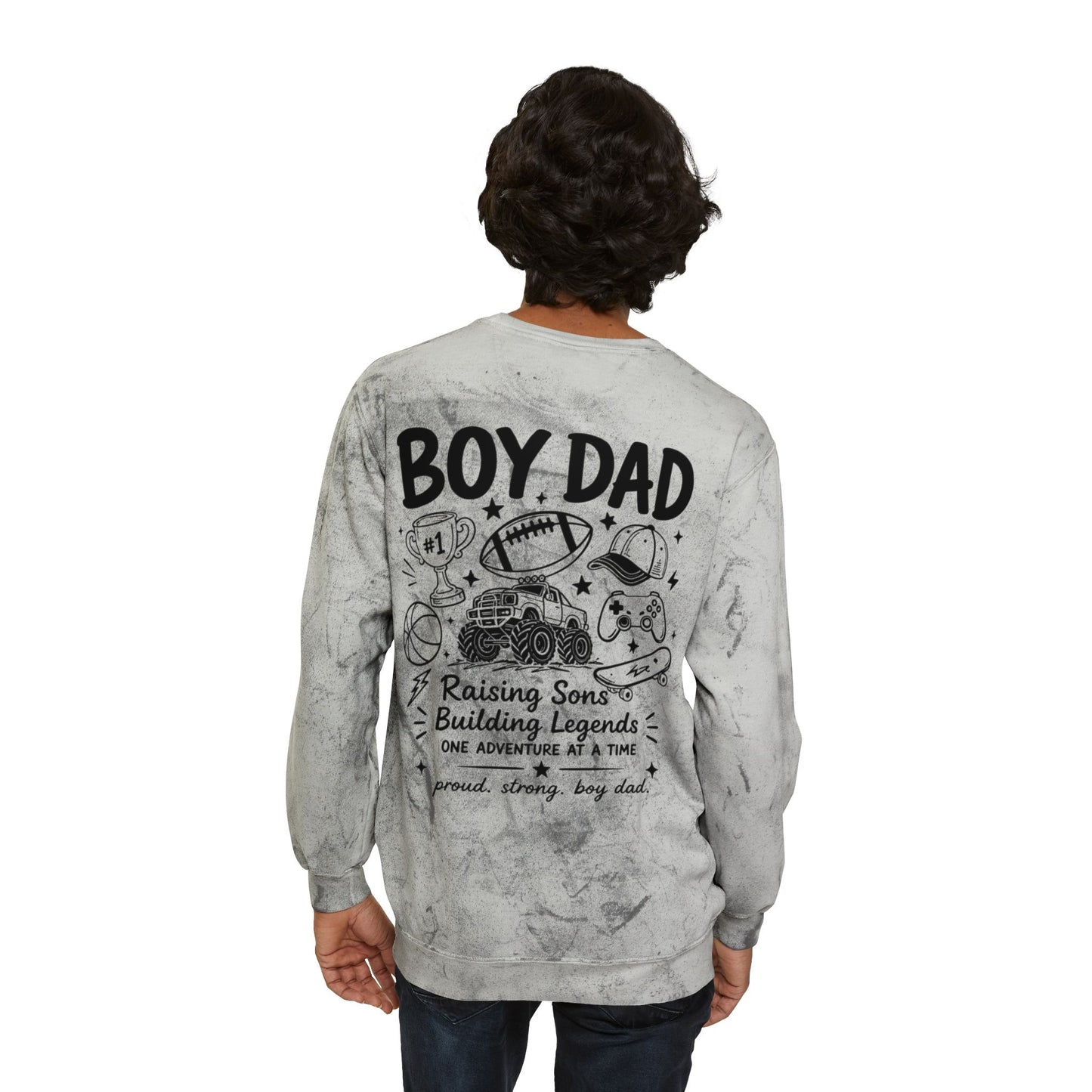 Boy Dad Crewneck Sweatshirt – Marble Tie-Dye "Boy Dad Club" Graphic