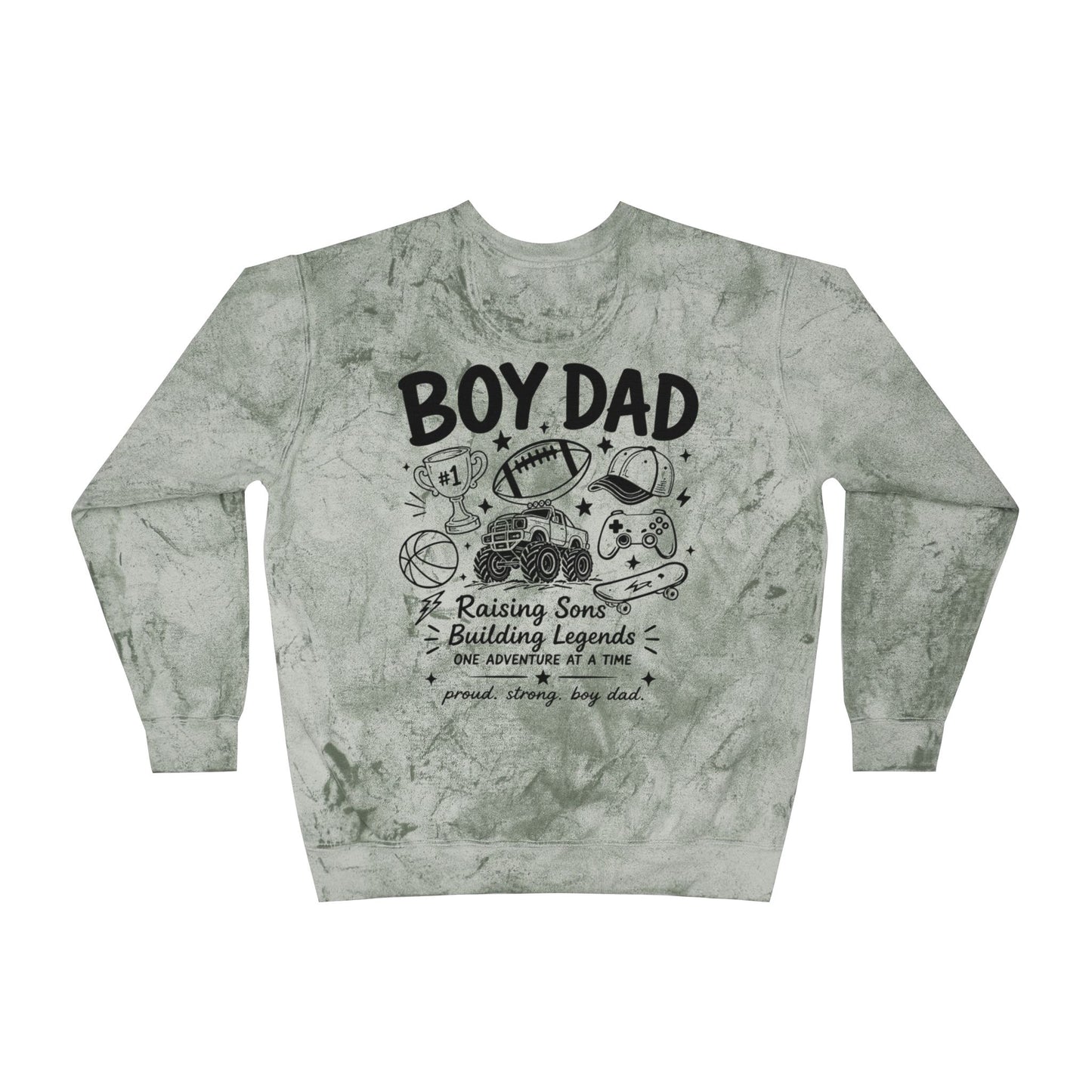 Boy Dad Crewneck Sweatshirt – Marble Tie-Dye "Boy Dad Club" Graphic
