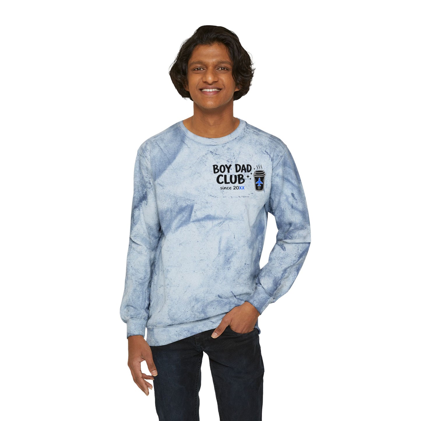 Boy Dad Crewneck Sweatshirt – Marble Tie-Dye "Boy Dad Club" Graphic