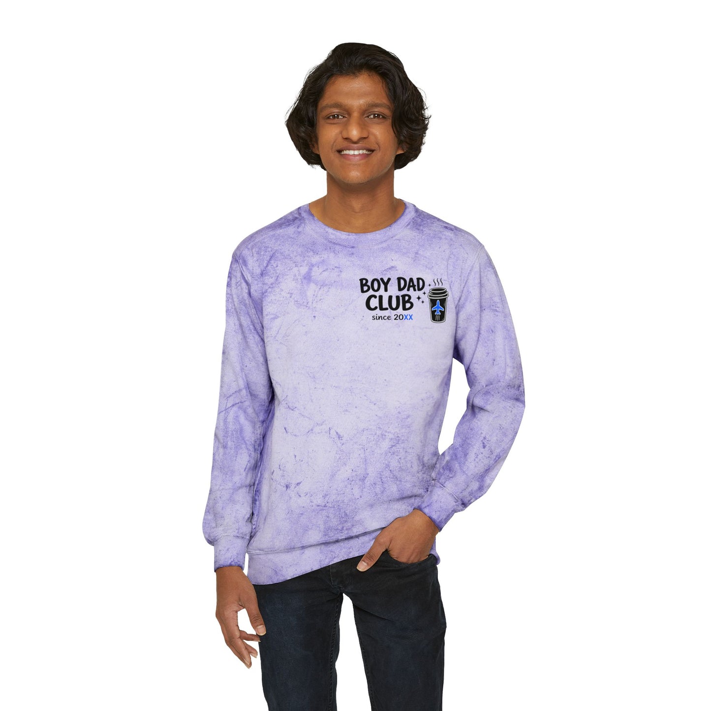 Boy Dad Crewneck Sweatshirt – Marble Tie-Dye "Boy Dad Club" Graphic