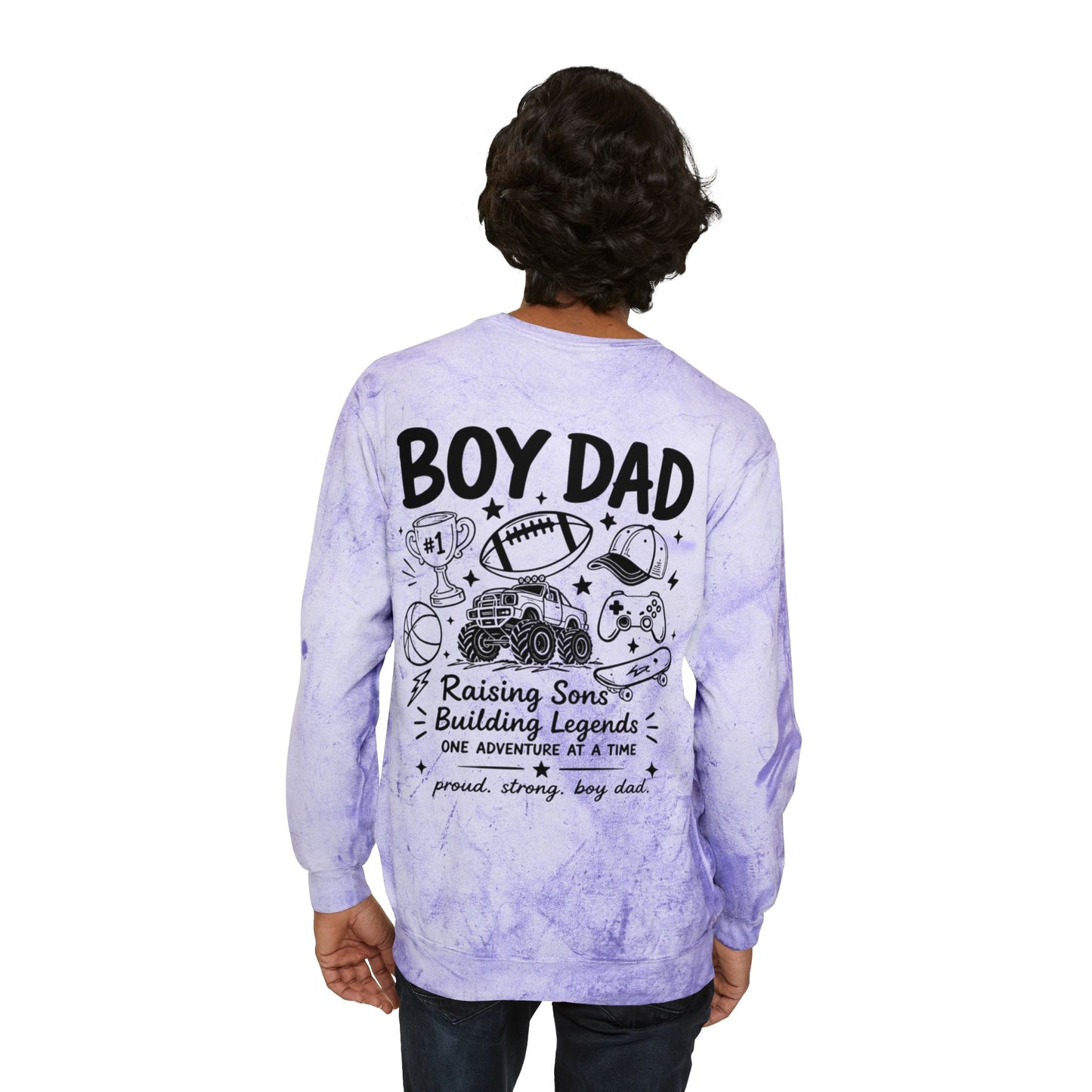 Boy Dad Crewneck Sweatshirt – Marble Tie-Dye "Boy Dad Club" Graphic