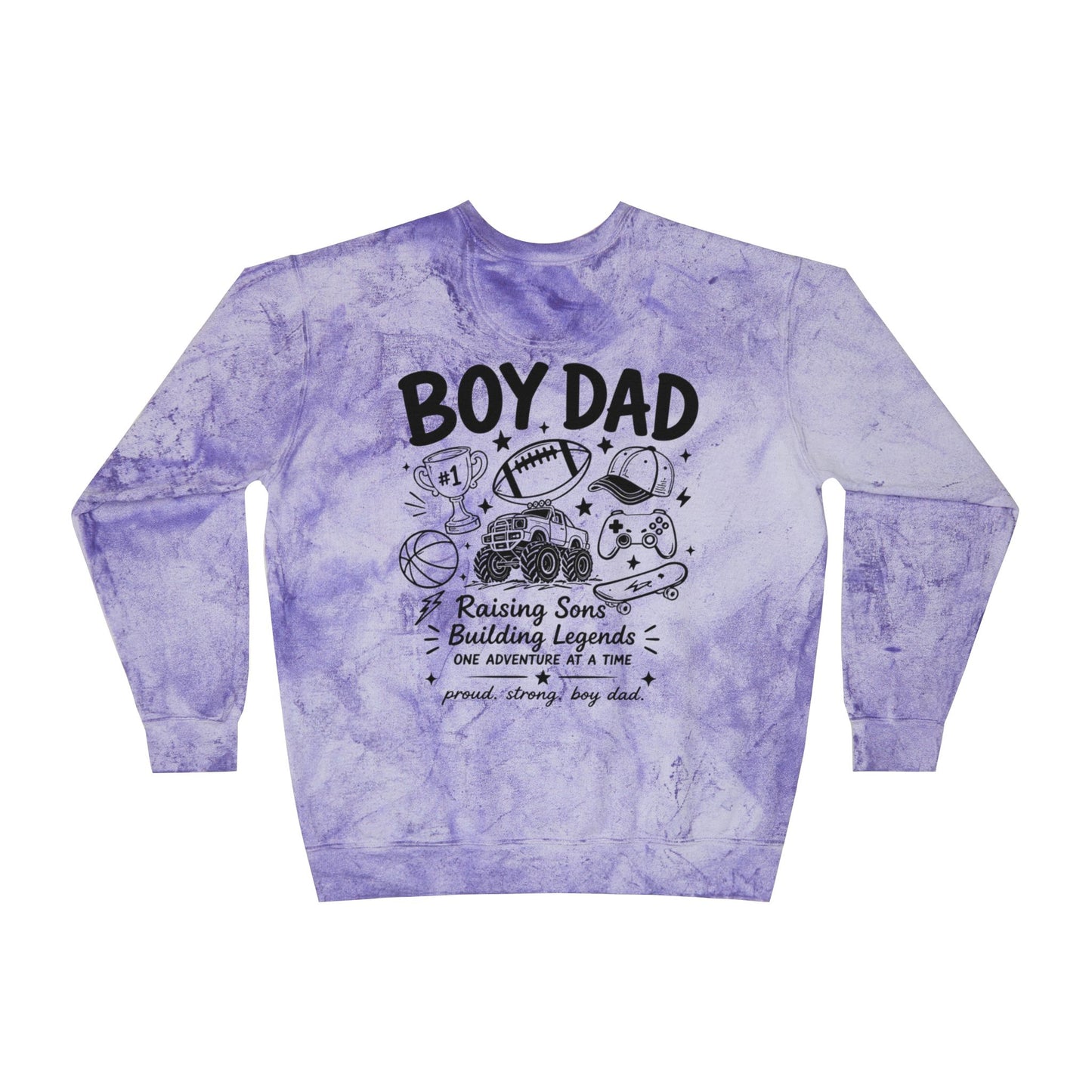 Boy Dad Crewneck Sweatshirt – Marble Tie-Dye "Boy Dad Club" Graphic