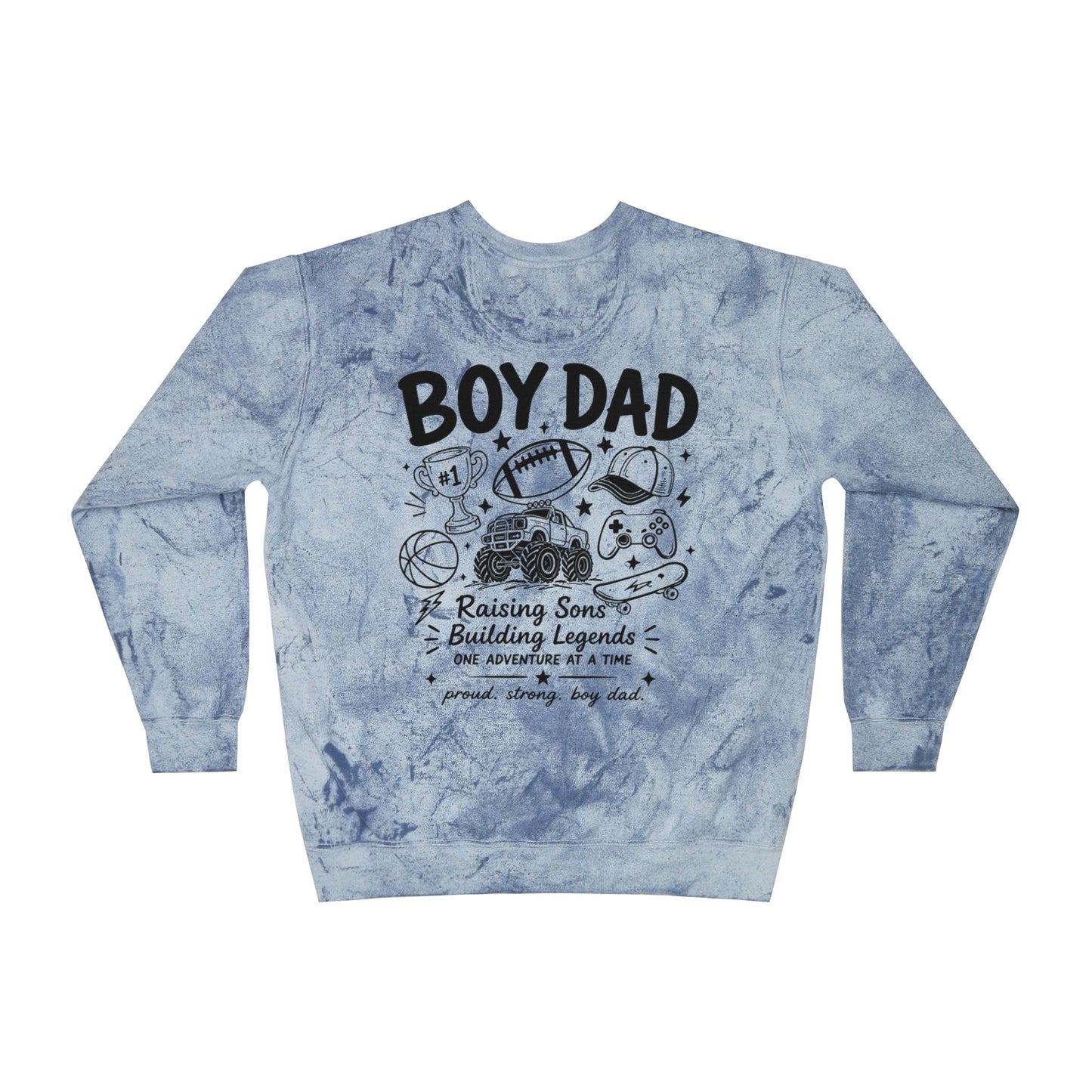 Boy Dad Crewneck Sweatshirt – Marble Tie-Dye "Boy Dad Club" Graphic