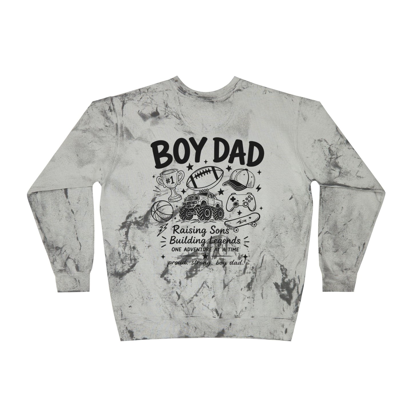 Boy Dad Crewneck Sweatshirt – Marble Tie-Dye "Boy Dad Club" Graphic