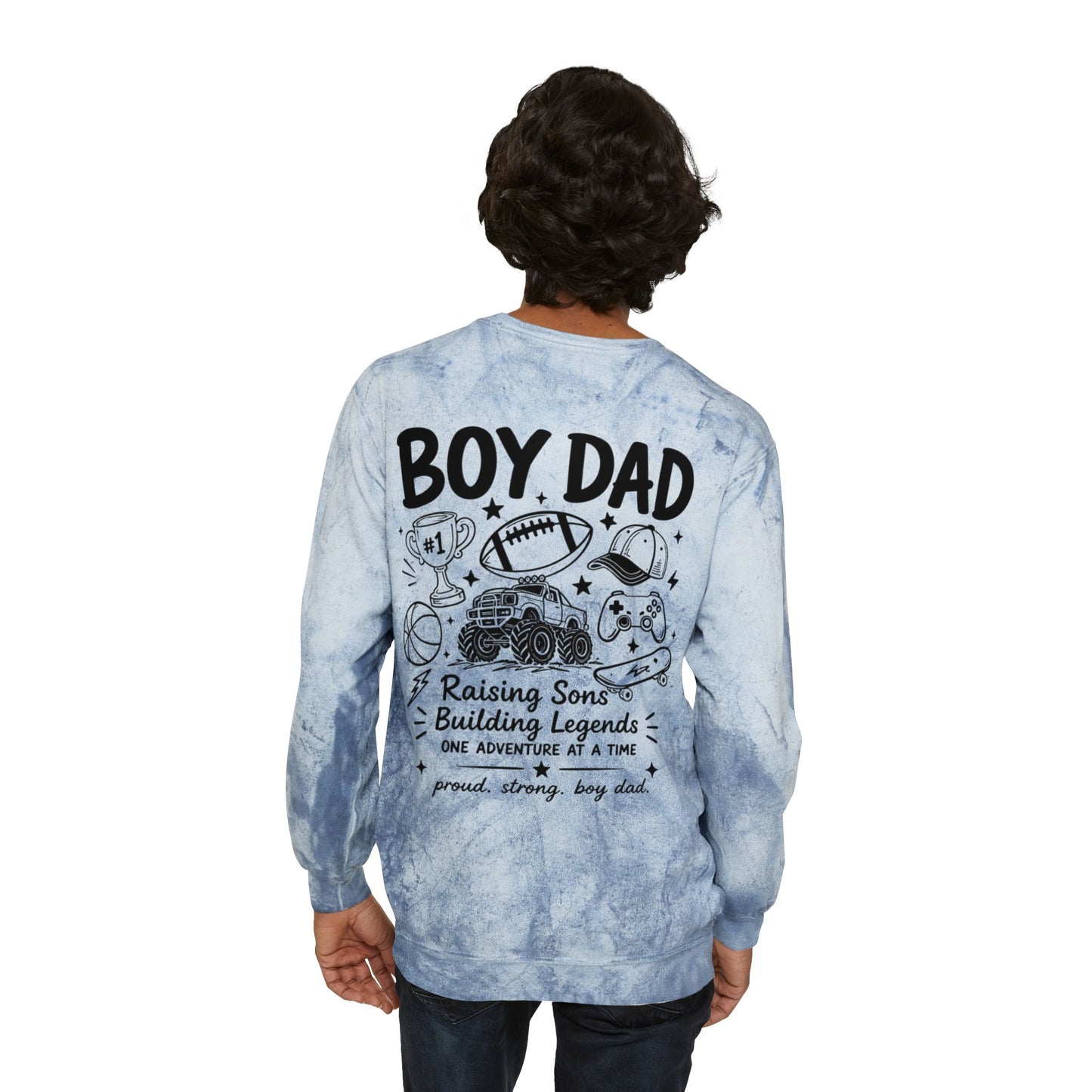 Boy Dad Crewneck Sweatshirt – Marble Tie-Dye "Boy Dad Club" Graphic