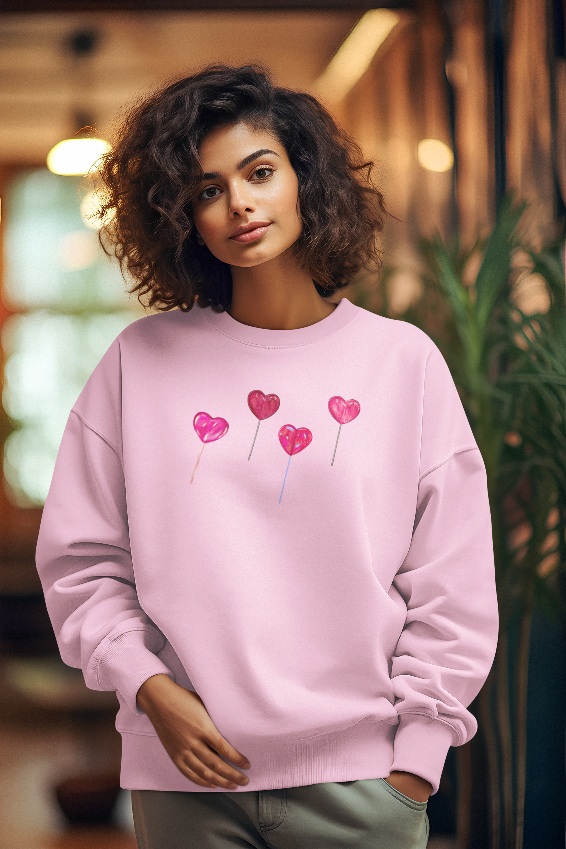 Pink sales heart sweatshirt