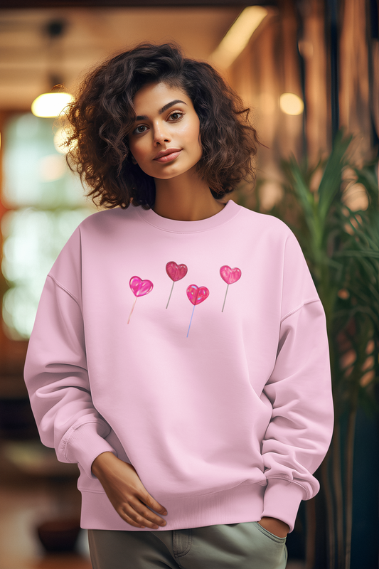 Candy Heart Sweatshirt, Heart Sucker Sweatshirt, Valentines Day Sweatshirt, Cute Valentines Sweatshirt, Valentines Graphic Sweatshirt
